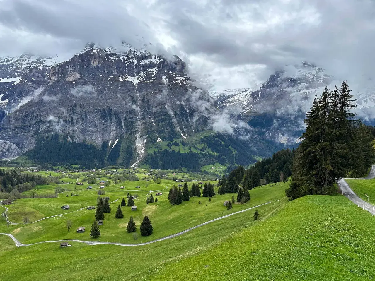 A snow-covered mountain ridge