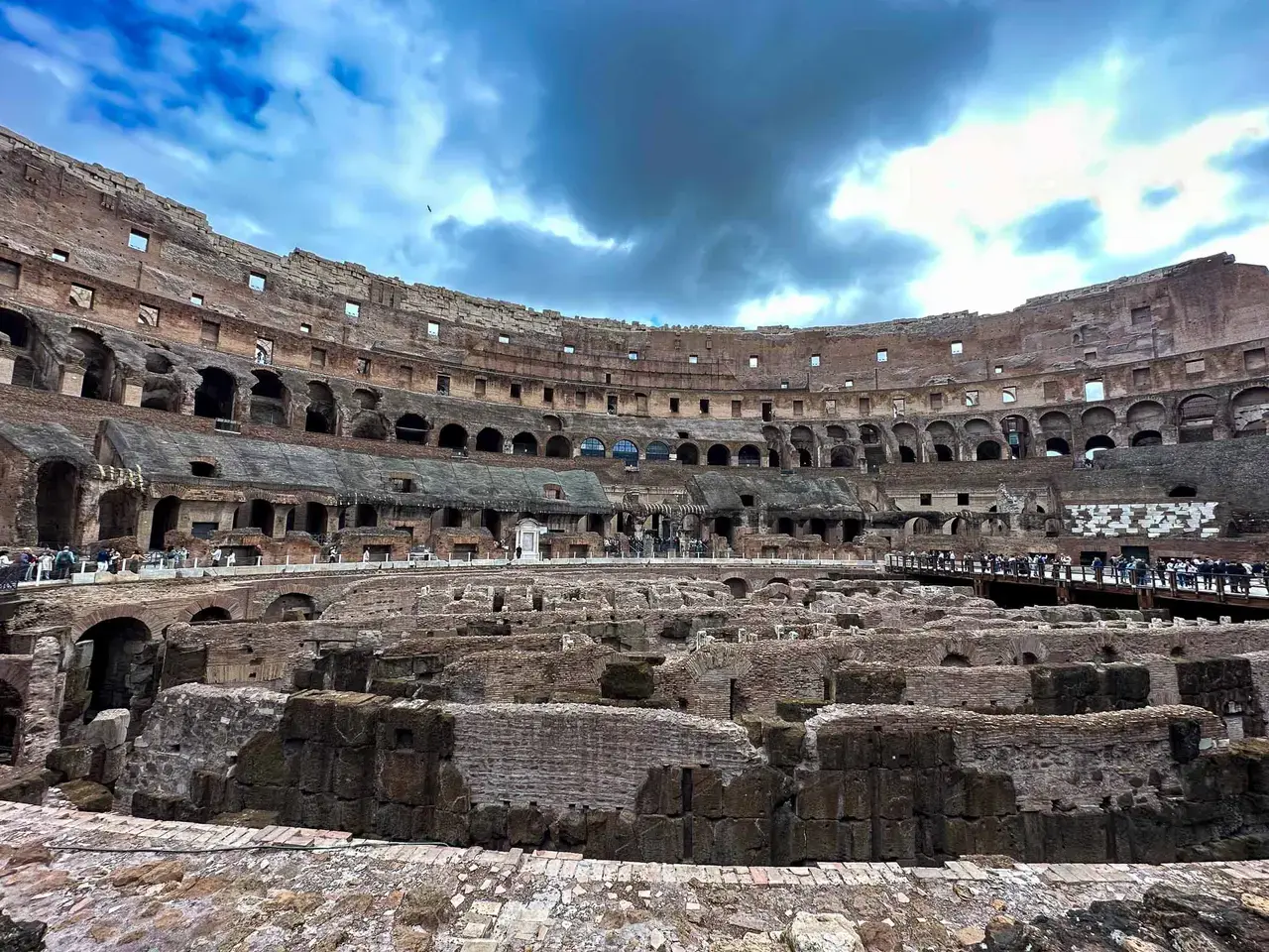 Inside the Colosseum amphitheatre in Rome