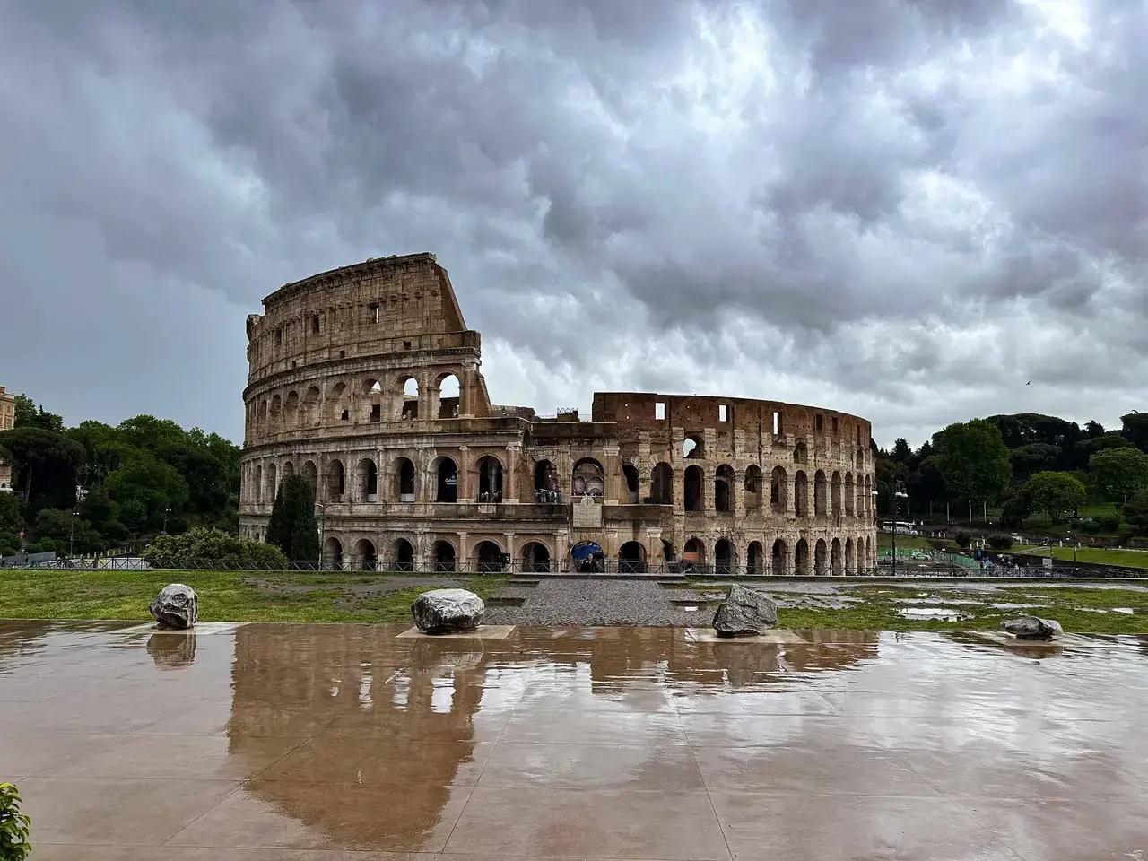 Ancient Roman ruins with arched stonework