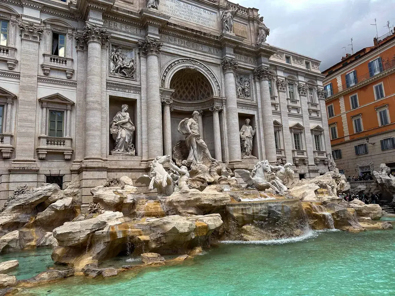The Trevi Fountain and its sculpted figures, Rome