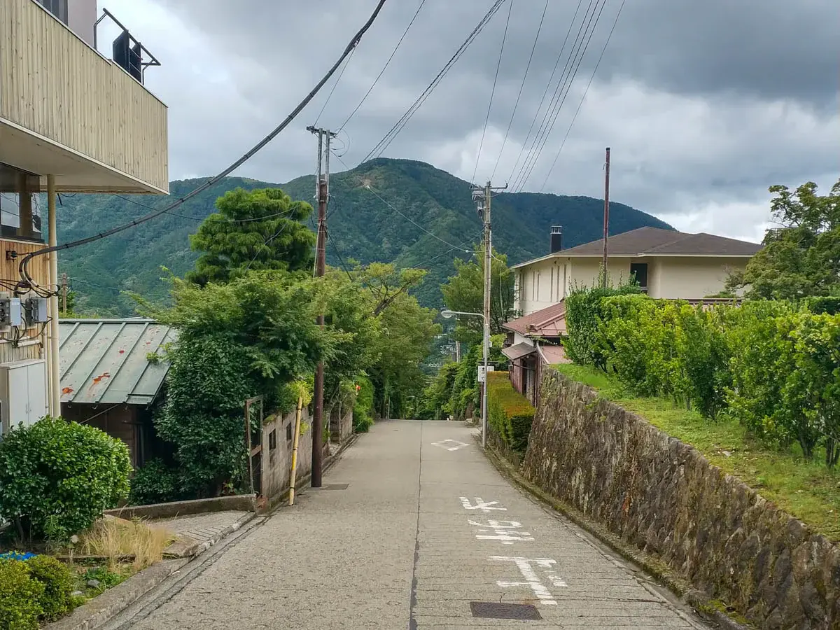 Photograph of a hillside street in Hakone, Japan