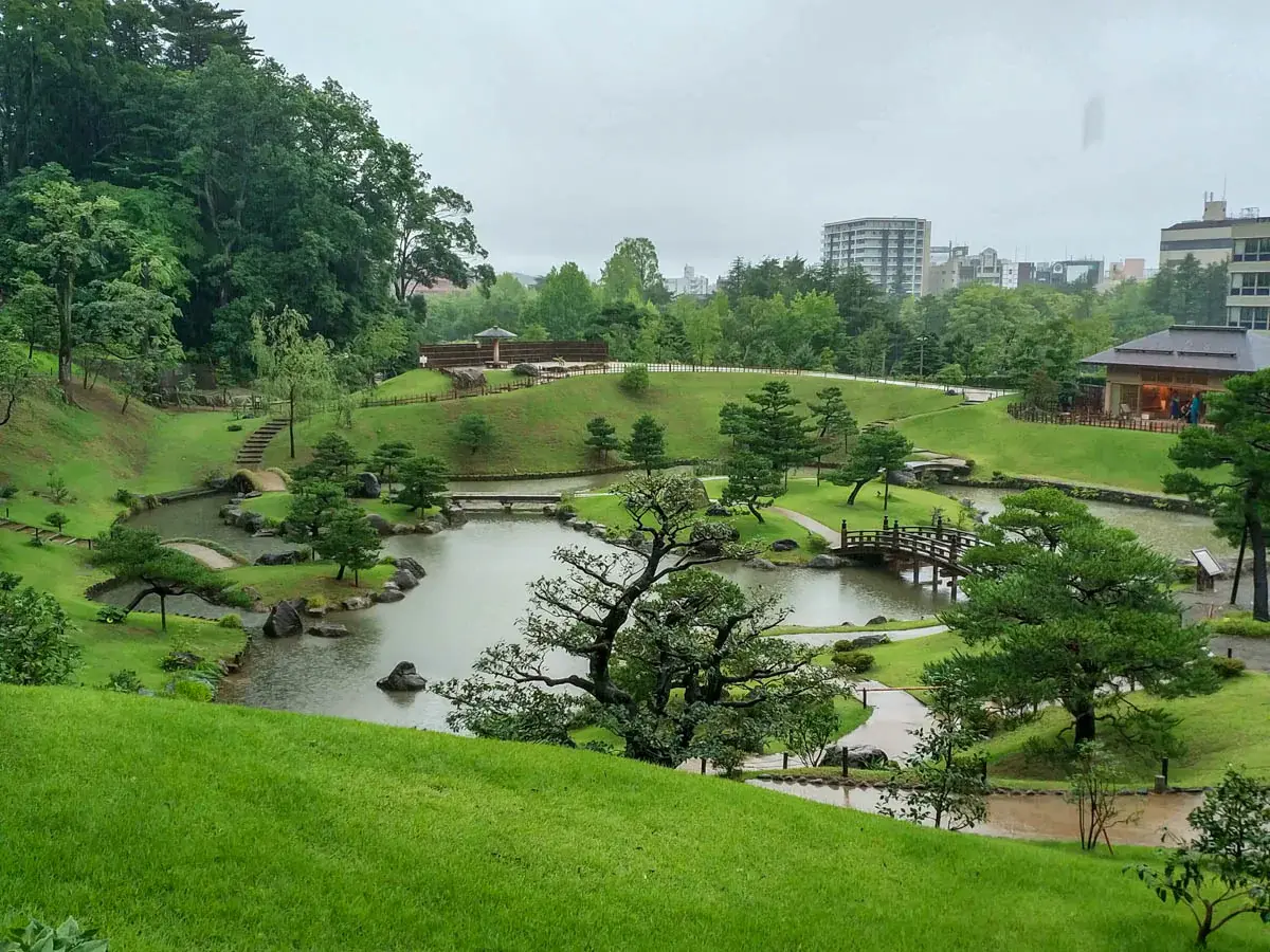 Photograph of the gardens of Kanazawa Castle in Japan