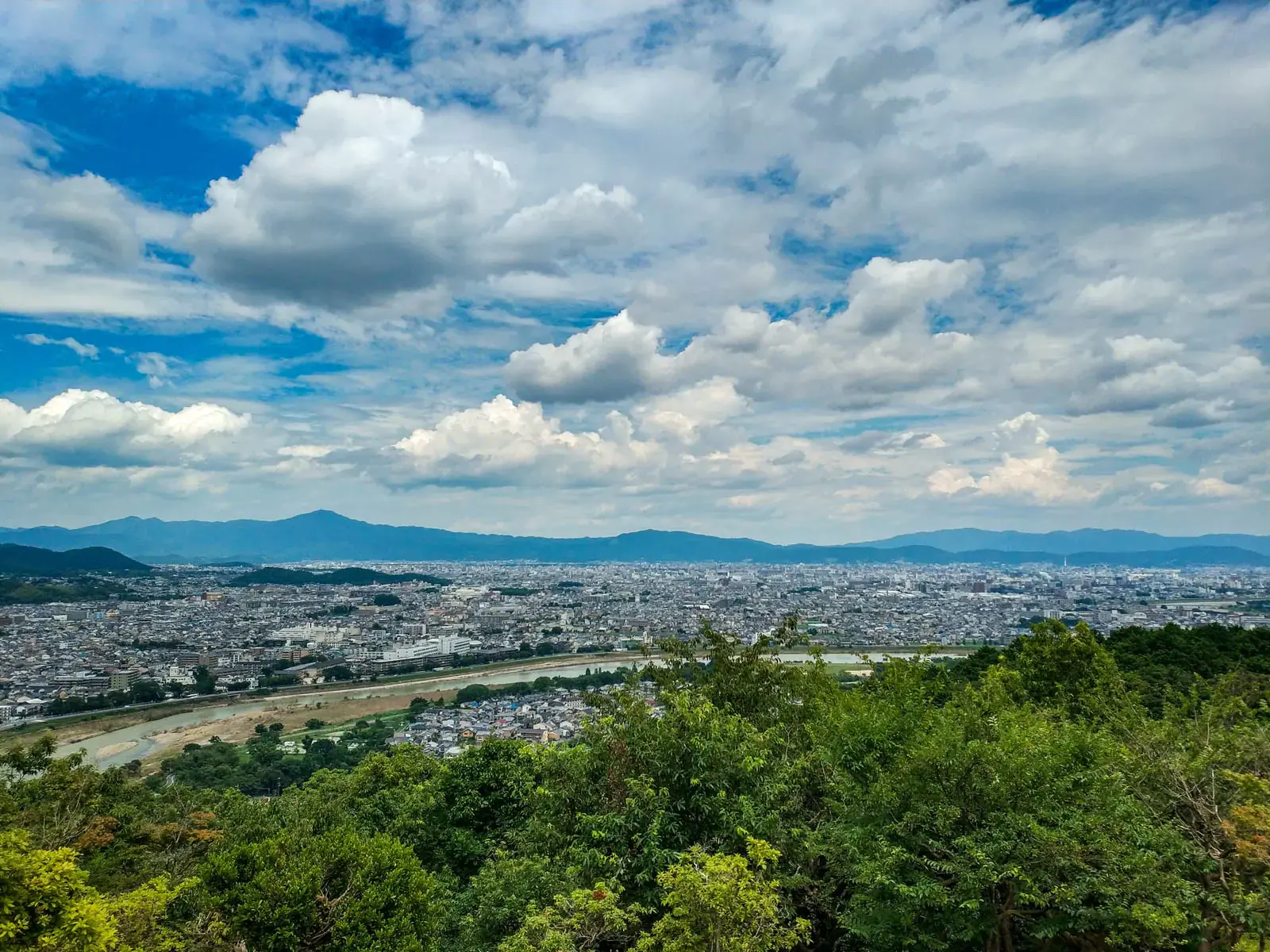 Photograph of Kyoto seen from Monkey Park Iwatayama in Japan