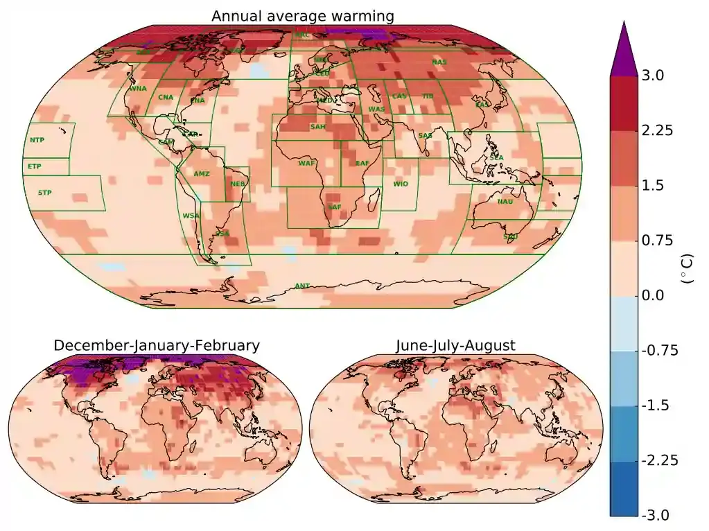 Maps of regional warming